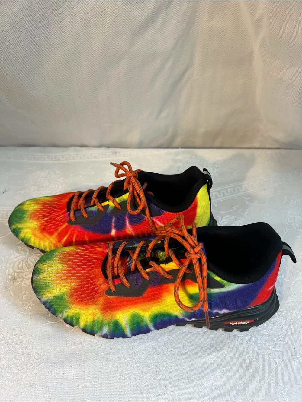 Kricely Men’s Sneakers Running Walking Hiking Shoes Tie Dye Lace Up US 7
